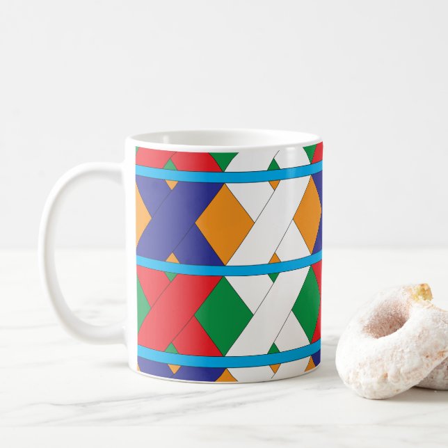 Mug Motif coloré diamant géométrique contemporain (Avec donut)