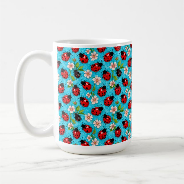 Mug Motif coloré Ladybug avec fleurs (Gauche)