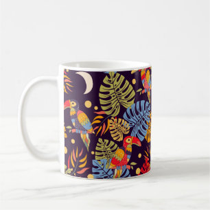 Mug Motif coloré, oiseaux exotiques et plantes