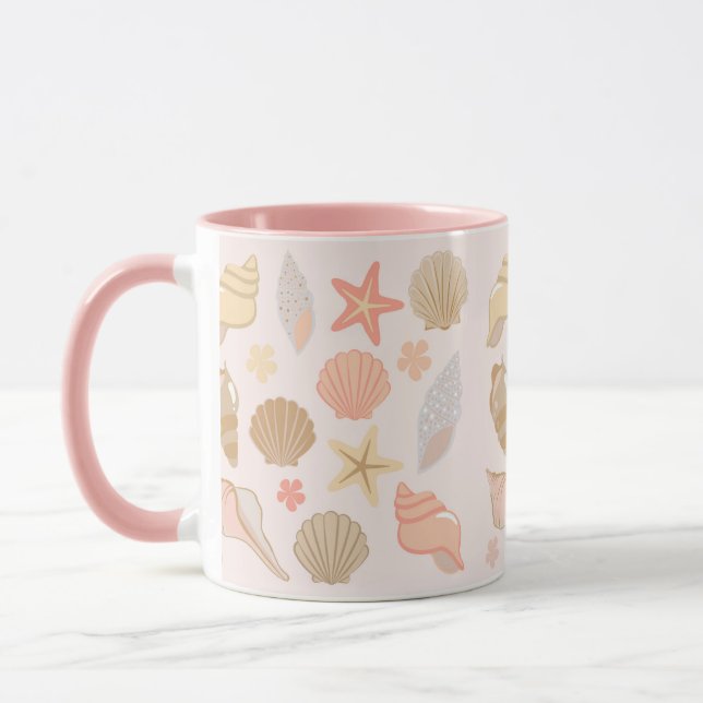 Mug Motif Coquilles de Mer Roses (Gauche)