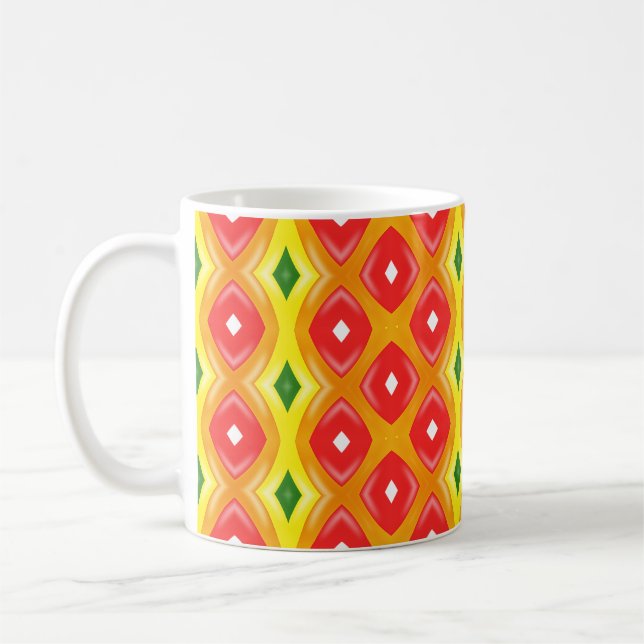 Mug Motif couleur rétro bandes diamant (Gauche)