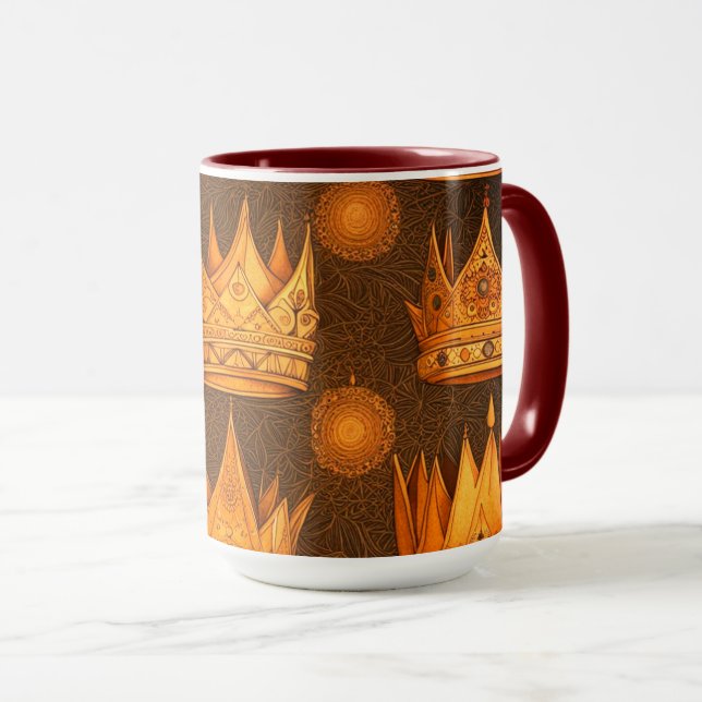 Mug Motif Couronnes Dorées  (Devant droit)