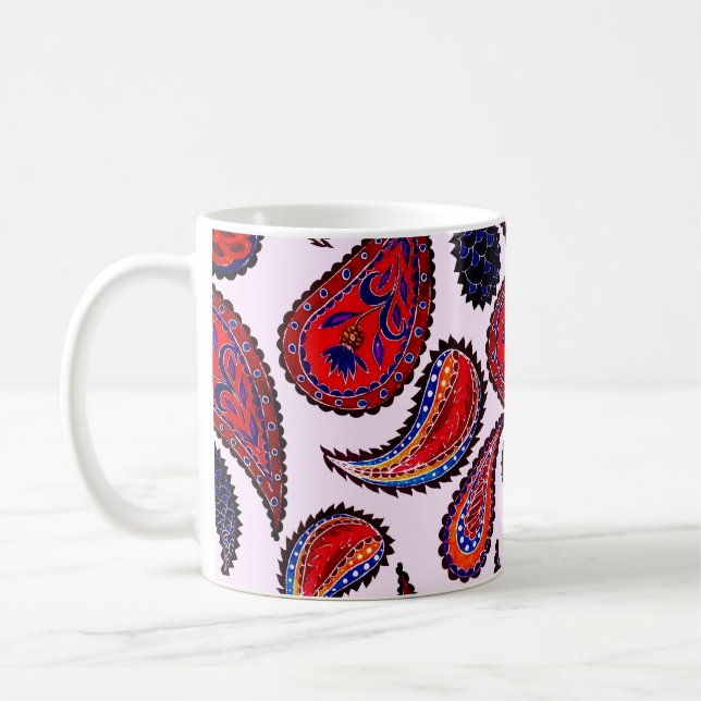 Mug Motif créatif sans couture avec cachemire dessiné  (Gauche)