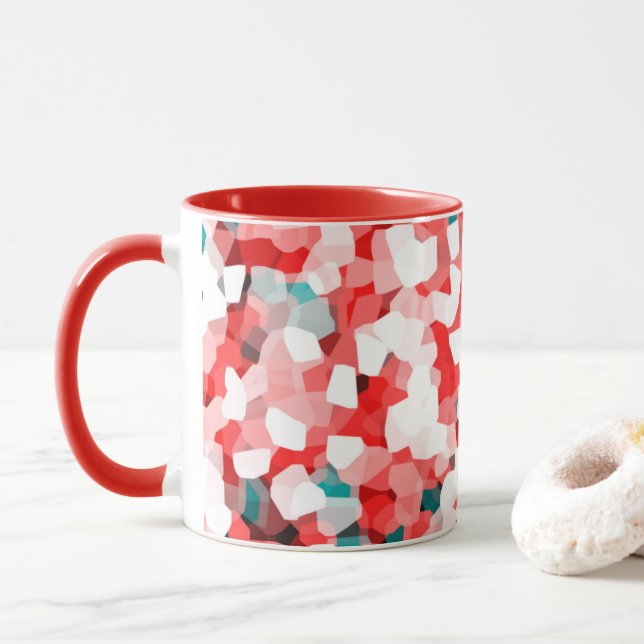 Mug Motif cristal - Blanc Rouge Vert    (Avec donut)