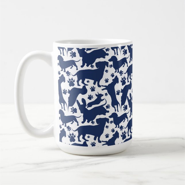 Mug Motif Dachshund Bleu Jeter Tapisserie (Gauche)