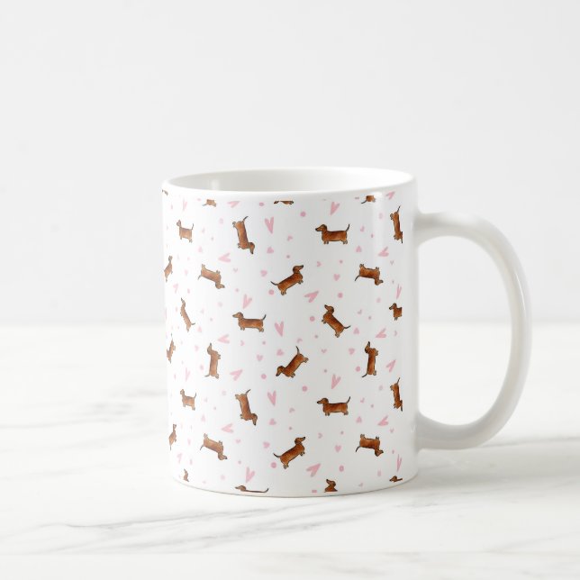 Mug Motif Dachshund - Coeurs (Droite)