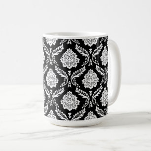 Mug Motif Damassé Rococo Blanc sur Noir