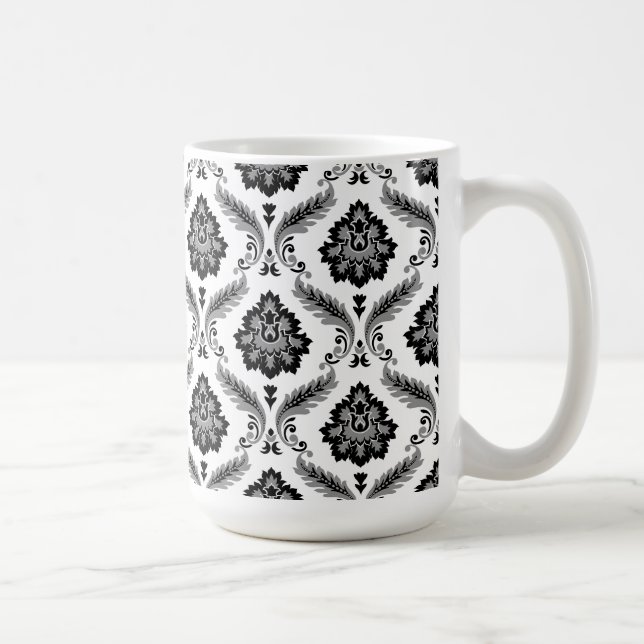 Mug Motif Damassé Rococo Gris Noir Blanc (Droite)
