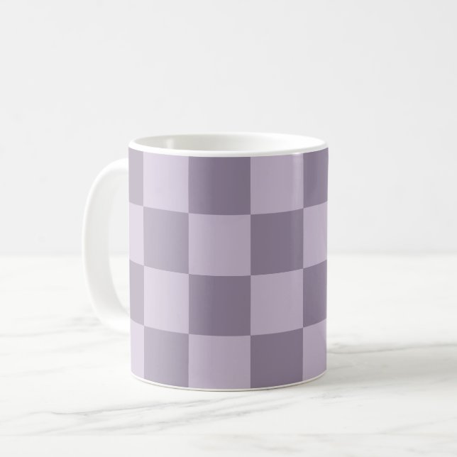 Mug Motif damier lavande doux minimaliste  (Devant gauche)