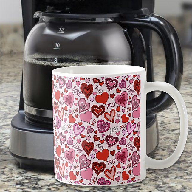 Mug Motif d'amour de cœurs roses rouges mignons (Créateur téléchargé)