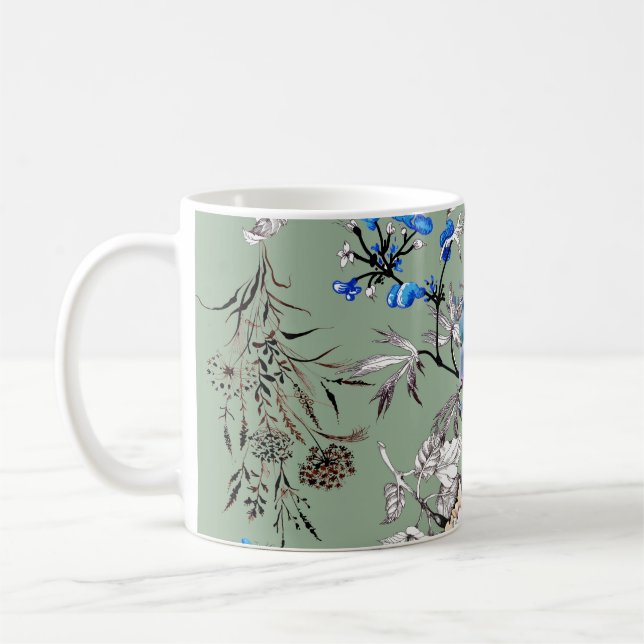 Mug Motif d'aquarelle Arrière - plan vert. (Gauche)