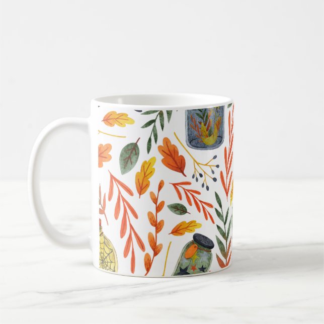 Mug Motif d'aquarelle avec feuillage d'automne. (Gauche)