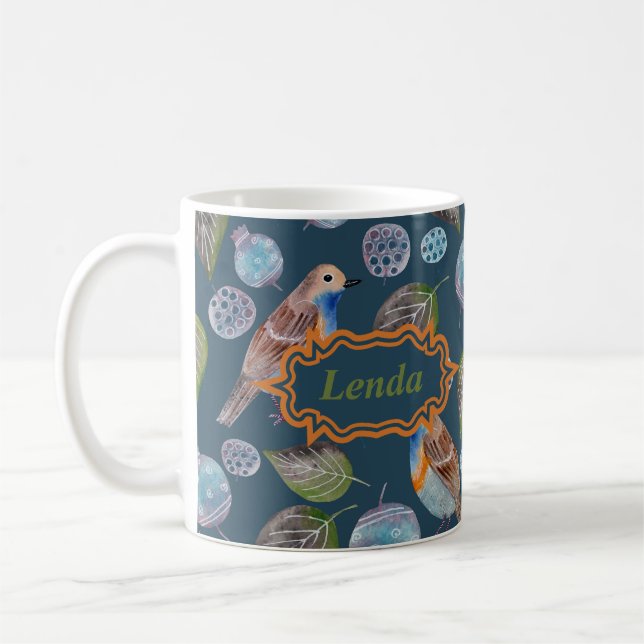 Mug Motif d'aquarelle Blue Birds (Gauche)