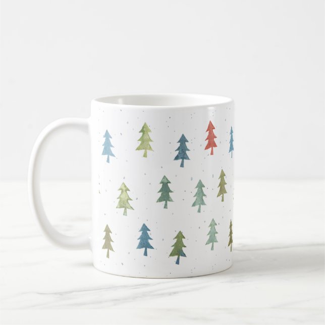 Mug Motif d'aquarelle couleur sapin de Noël (Gauche)