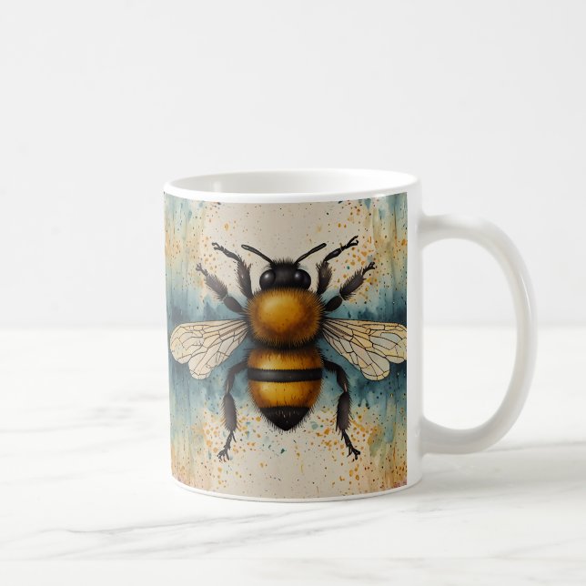 Mug Motif d'aquarelle d'abeille dynamique (Droite)