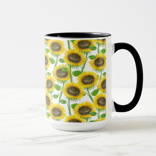 Mug Motif d'aquarelle des tournesols (Droite)