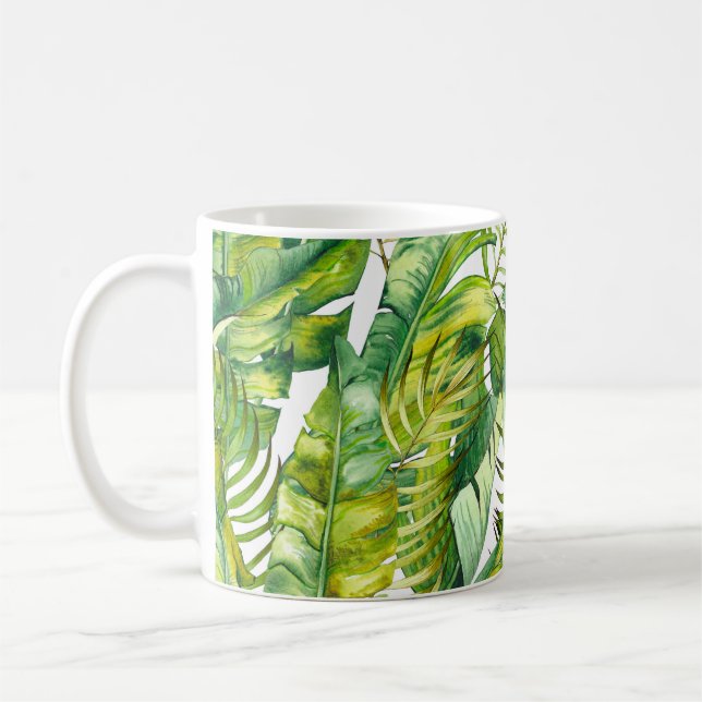 Mug Motif d'aquarelle Feuille de banane tropicale (Gauche)