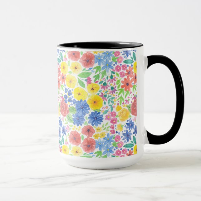 Mug Motif d'aquarelle florale (Droite)