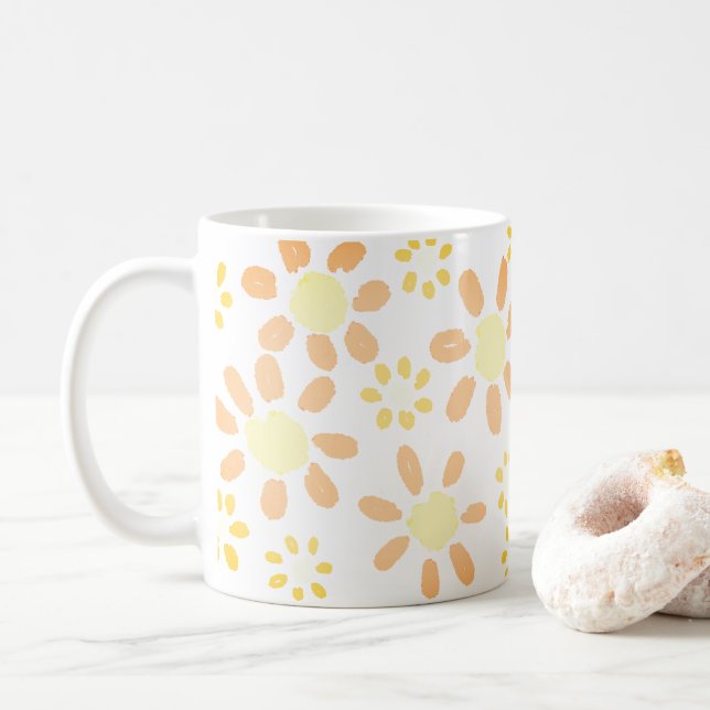 Mug Motif d'aquarelle orange jaune marais (Avec donut)
