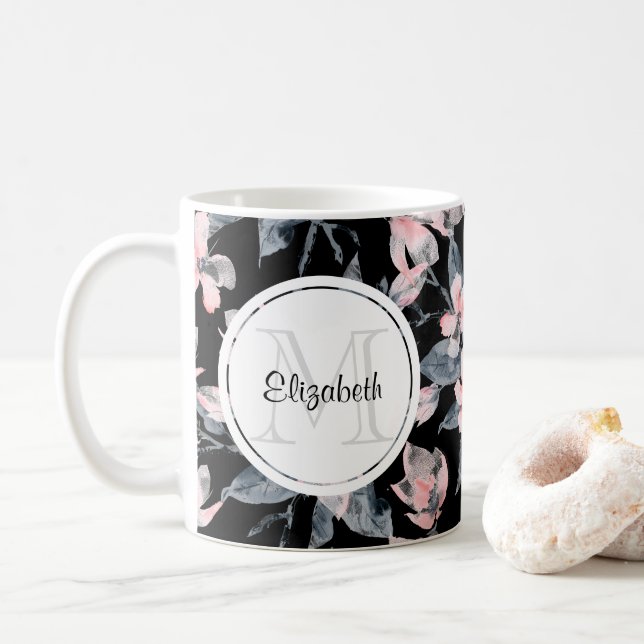 Mug Motif d'aquarelle rose et gris (Avec donut)