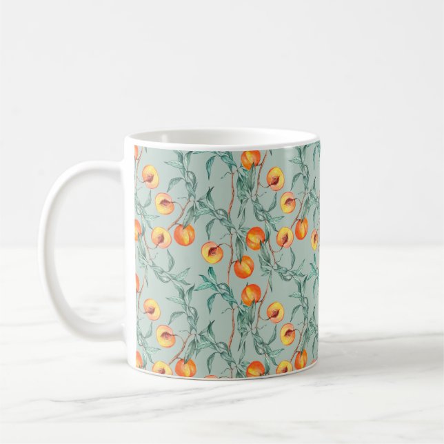 Mug Motif d'aquarelle transparente avec pêches et bran (Gauche)