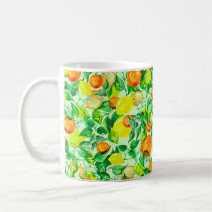 Mug motif d'aquarelle vintage - Branche de citron ave