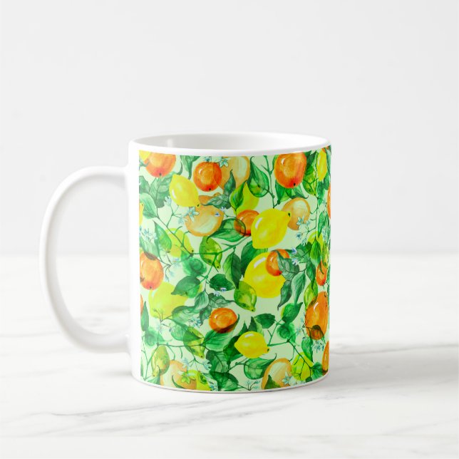 Mug  motif d'aquarelle vintage - Branche de citron ave (Gauche)