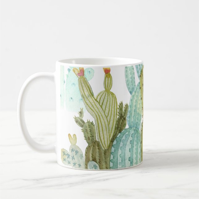 Mug Motif d'aquarelle vintage Cactus Blooming (Gauche)
