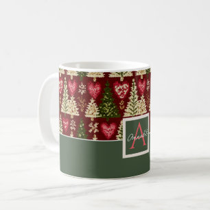 Mug Motif d'arbre de Noël tricoté festif