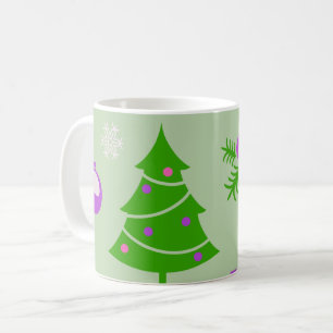 Mug Motif d'arbres de Noël, d'ornements et de flocons 