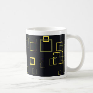 Mug Motif d'art Carré Retro Yellow, Black Pop