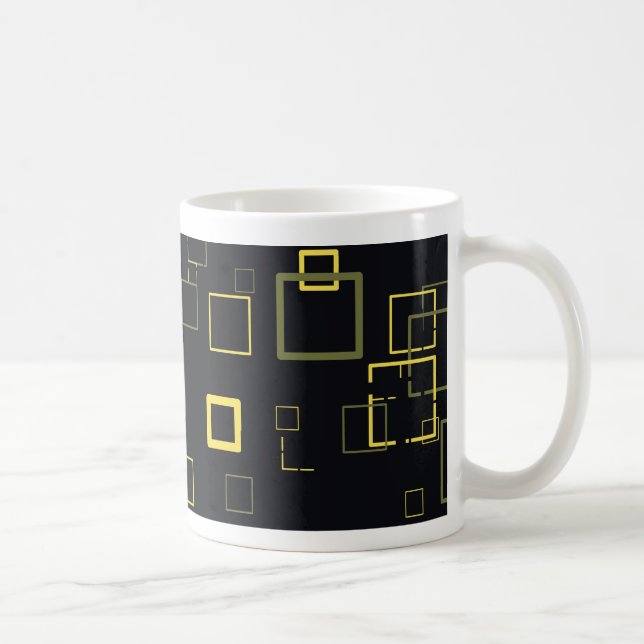 Mug Motif d'art Carré Retro Yellow, Black Pop (Droite)