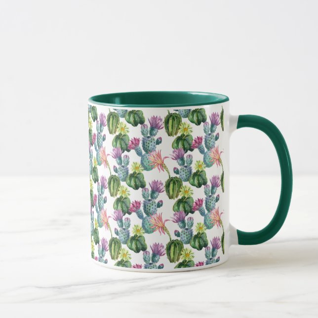 Mug Motif d'art de cactus d'aquarelle (Droite)