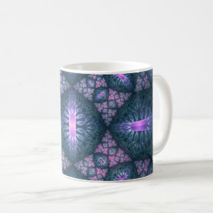 Mug Motif d'art fractal 3D turquoise violet rose
