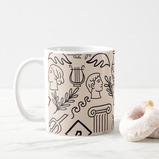 Mug Motif d'art linéaire de la Grèce antique (Avec donut)