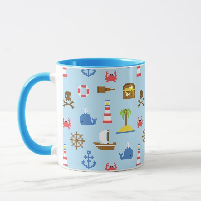 Mug Motif d'art maritime Pixel (Gauche)