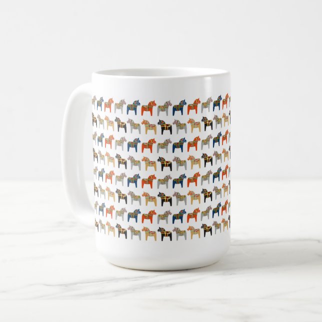 Mug Motif d'art populaire suédois Dala Horse (Devant gauche)