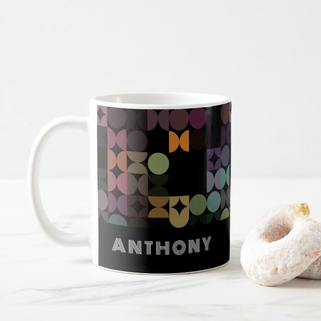 Mug Motif d'art Turquoise bleu violet noir (Avec donut)