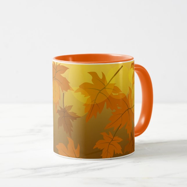 Mug Motif d'automne avec feuilles d'érable en chute et (Devant droit)