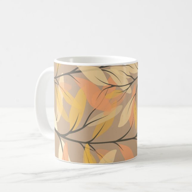Mug Motif d'automne de la feuille et de la branche mod (Devant gauche)