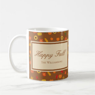 Mug Motif d'automne Famille Nom Brown