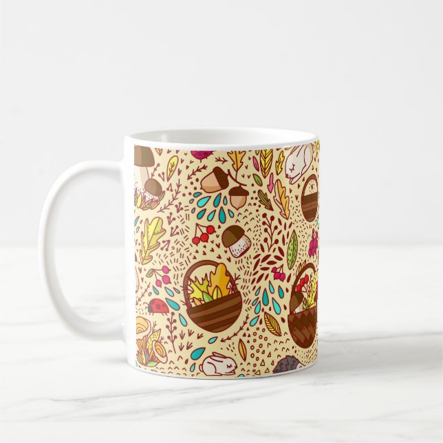 Mug Motif d'automne. Panier avec feuilles, branches et (Gauche)