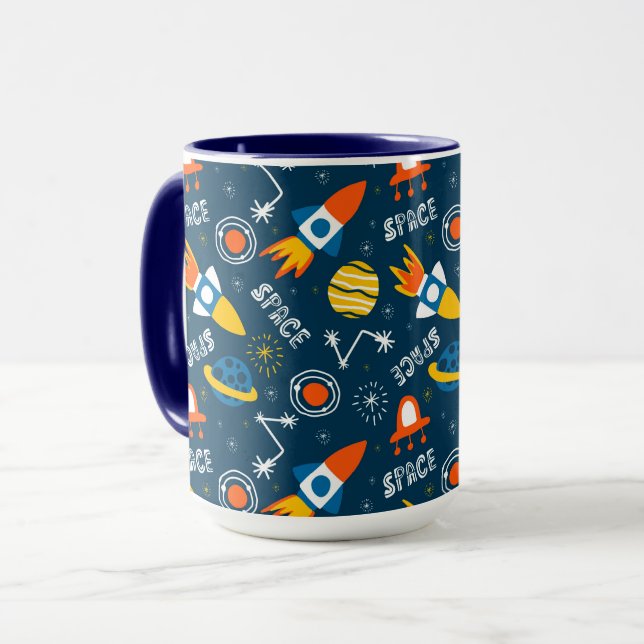 Mug Motif d'aventures spatiales colorées (Devant gauche)