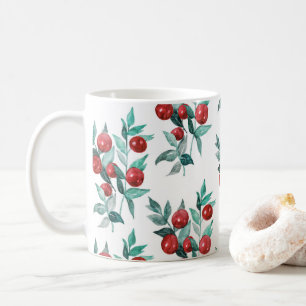 Mug Motif de baies de Noël rouges à l'aquarelle