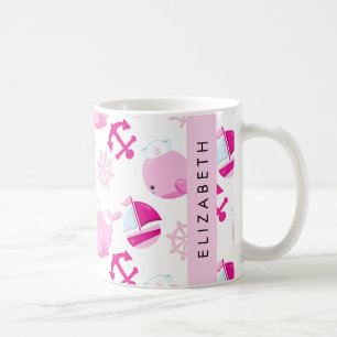 Mug Motif De Baleines, Baleines Roses, Votre Nom