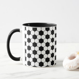 Mug Motif de balle de football noir et blanc