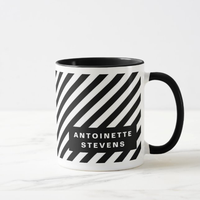 Mug Motif de bande noir et blanc (Droite)