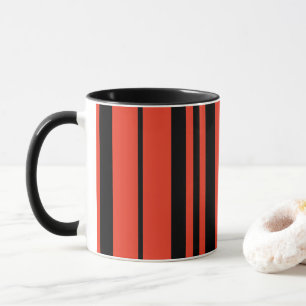 Mug Motif de bandes verticales en noir orange