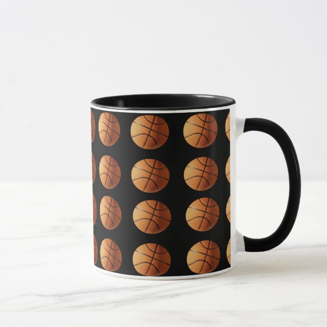 Mug Motif De Basket-Ball Orange Et Noir, (Droite)