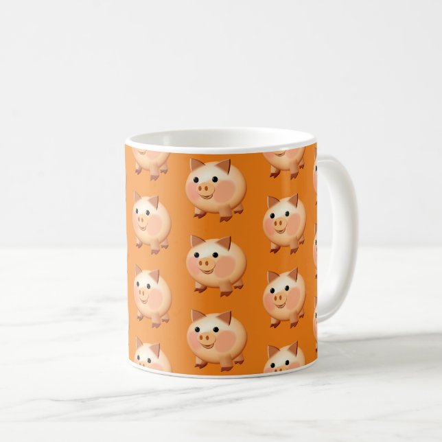 Mug Motif de bébé cochon de dessin animé mignon (Devant droit)